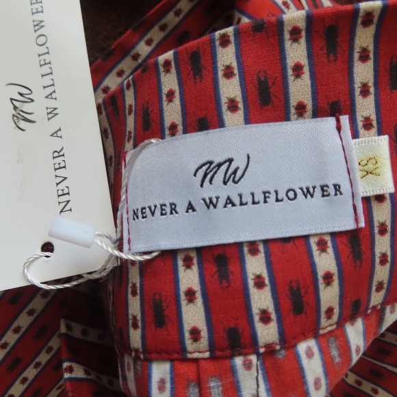 Never A Wallflower Women's rust Beetle stripe Print Flare Pants Size XS NWT $264 - Picture 8 of 8